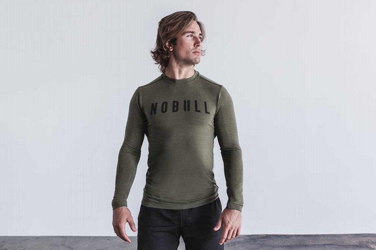 Nobull Men's Long Sleeves Green | Australia (BU8350)